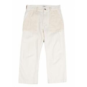 Ralph Lauren Polo Cotton Pocket Switching Two Tone Pants Cream Color Women Sz 28